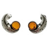 Cognac Amber Sterling Silver Moon Stud Earrings