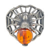 Cognac Amber Sterling Silver Spider Adjustable Ring