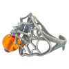 Cognac Amber Sterling Silver Spider Adjustable Ring