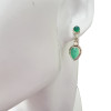Green Onyx Silver Post Dangle Earrings