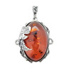 Cognac Amber Grape And Leaf Style Silver Pendant
