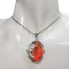 Cognac Amber Grape And Leaf Style Silver Pendant