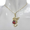 Cherry Amber Gold Plated Silver Dragon Pendant