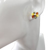 Flower Multicolor Amber Silver Stud Earrings