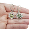 Sun Green Amber Silver Earring On Hooks