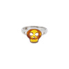 Cognac Amber Sterling Silver Skull Adjustable Ring
