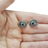 Large Garnet Stud Silver Earrings