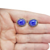 Large Lapis Stud Silver Earrings