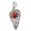 Leaf Design Cognac Amber Silver Pendant