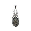 Spider Green Amber Silver Pendant
