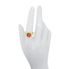 Watch Cognac Amber Gold Plated Silver Adjustable Ring