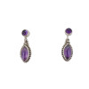 Amethyst Silver Post Dangle Earrings