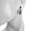 Amethyst Silver Post Dangle Earrings