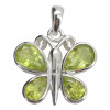 Faceted Peridot Sterling Silver Butterfly Pendant