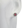 Round Stud Garnet Silver Earrings