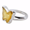 Butterfly Citrine Amber Silver Adjustable Ring