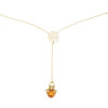 Spider Cognac Amber Gold Plated Silver Necklace