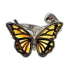 Butterfly cameo amber sterling silver adjustable ring.