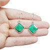Emerald Stone Sterling Silver Earrings On Hooks