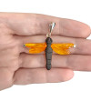 Multi-Color Amber Dragonfly Pendant