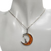 Cat on the Moon Cognac Amber Sterling Silver Pendant