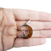 Cat on the Moon Cognac Amber Sterling Silver Pendant