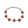 Red Onyx Stone Sterling Silver Link Bracelet