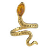 Cognac Amber Gold Plated Silver Snake Adjustable Ring