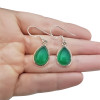 Green Onyx Stone Sterling Silver Earrings On Hooks