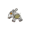Elephant Multi Color Amber Sterling Silver Pendant