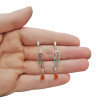 Wings Cognac Amber Sterling Silver Post Dangle Earrings