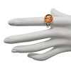 Peace Sign Cognac Amber Sterling Silver Adjustable Ring