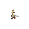 Multi-Color Amber Sterling Silver Flower Adjustable Ring