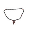 Celtic Cross Black And Dark Cognac Amber Beaded Necklace 26"