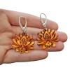 Lotus Cameo Amber Sterling Silver Earrings On Hooks