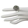 Green Amber Oxidized Sterling Silver Ring