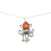 Cognac Amber Sterling Silver Octopus Pendant
