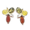 Multi-Color Amber Sterling Silver Stud Earrings