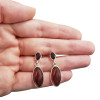Cherry Amber Silver Post Dangle Earrings