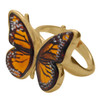 Cameo Amber Gold Plated Silver Monarch Butterfly Adjustable Ring