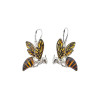 Cameo Amber Sterling Silver Bee Earrings On Hooks