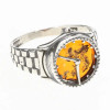 Cognac Amber Sterling Silver Watch Ring