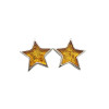 Citrine Amber Sterling Silver Star Stud Earrings