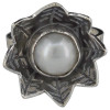 Pearl Silver Water Lily Flower Ring