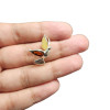 Multi-color Dove Amber Sterling Silver Pendant