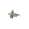 Bee Cognac Amber Silver Ring