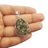 Handmade Pendant / Green Amber Sterling Silver