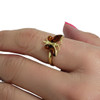 Cognac Amber Gold Plated Butterfly Ring