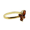 Cognac Amber Gold Plated Butterfly Ring
