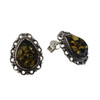 Green Amber Stud Earrings